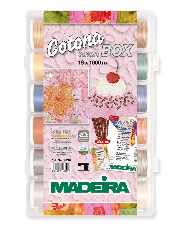 MADEIRA Smart Box with 18 Cotona embroidery threads - 1000 Mt.