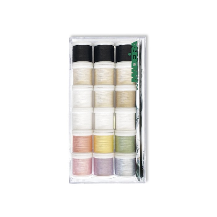 MADEIRA Transparent box with 18 embroidery threads Cotona 200 Mt. ...