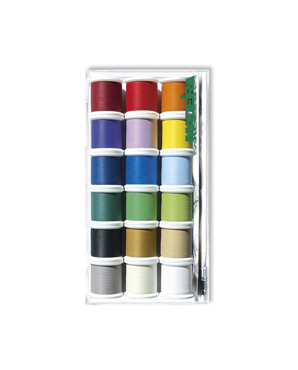 MADEIRA Transparent box with 18 Frosted Matt yarns of 200 Mt. -...