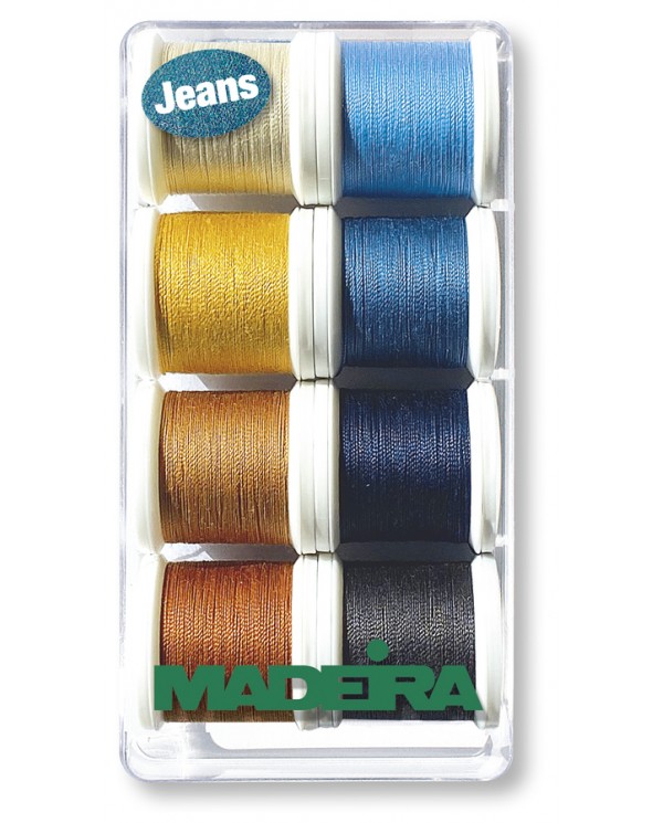 MADEIRA Gift box with 8 Aerofil Extra Strong Jeans yarns 100 Mt. - 8005