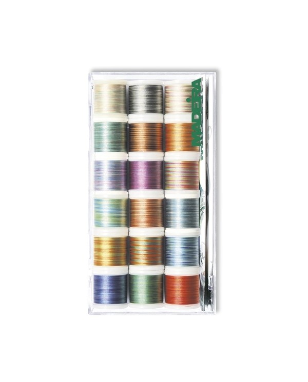 MADEIRA Transparent box with 18 Polyneon embroidery threads 200 Mt. - 8045
