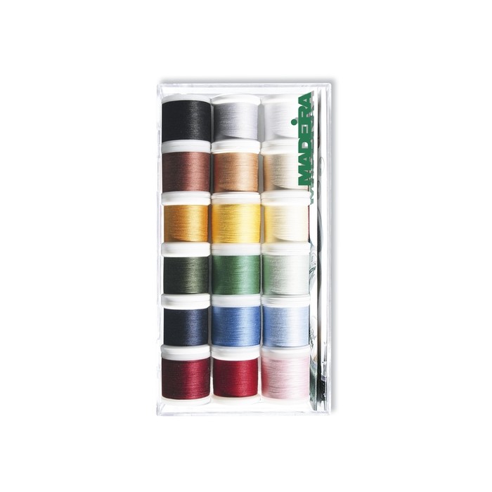 MADEIRA Transparent box with 18 embroidery threads Cotona 200 Mt. - 8030