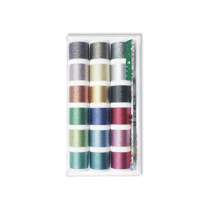 MADEIRA Transparent box with 18 embroidery threads Metallic SuperT...