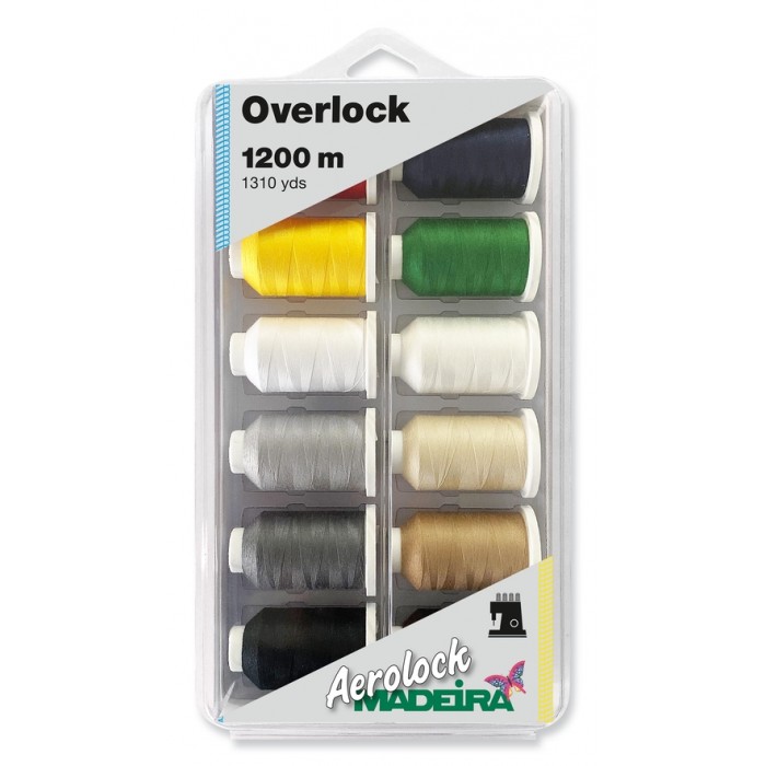 MADEIRA Boite 12 cônes pour surjeteuse Aerolock n.125 1200 mètres couleur extra fine - 8098