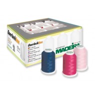 MADEIRA Box 12 cones for serger cutters Aerolock - Aeroflock Blue Pink Red - 9202