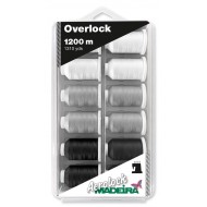 MADEIRA Box 12 cones for overlockers Aerolock n.125 1200 meters Overlock extra fine black and white - 8092