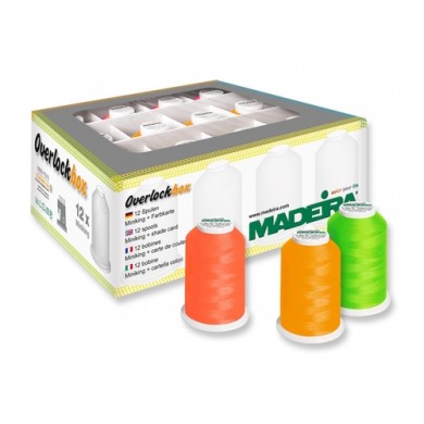 MADEIRA Box 12 coni per tagliacuci Aerolock - Aeroflock colori Fluo - 9203