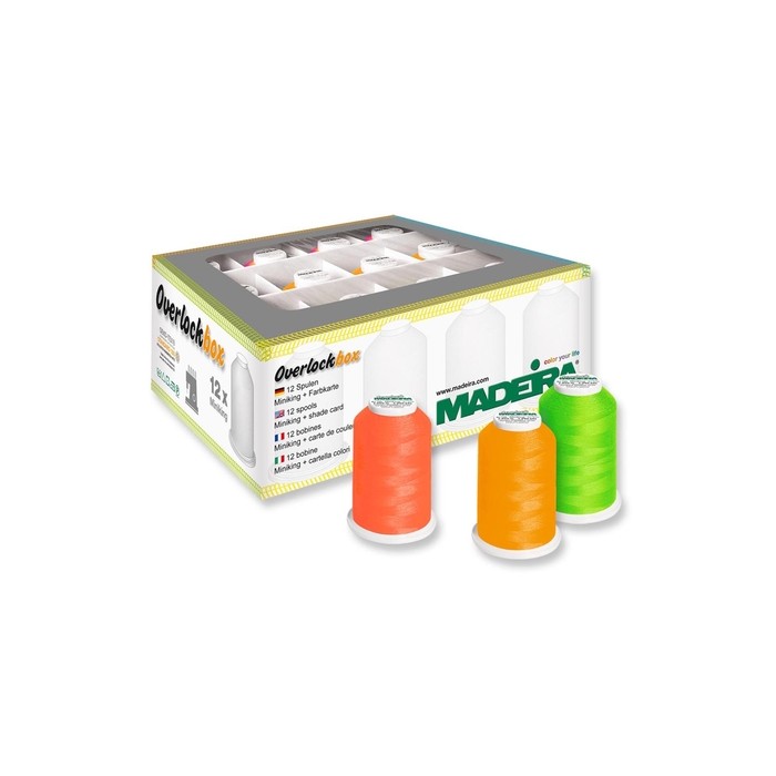 MADEIRA Box 12 cones for Aerolock sergers - Aeroflock colors Fluo - 9203