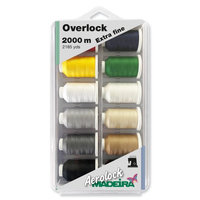 MADEIRA Box 12 coni per tagliacuci Aerolock n.180 2000 metri Overlock extra fine colorato - 8091