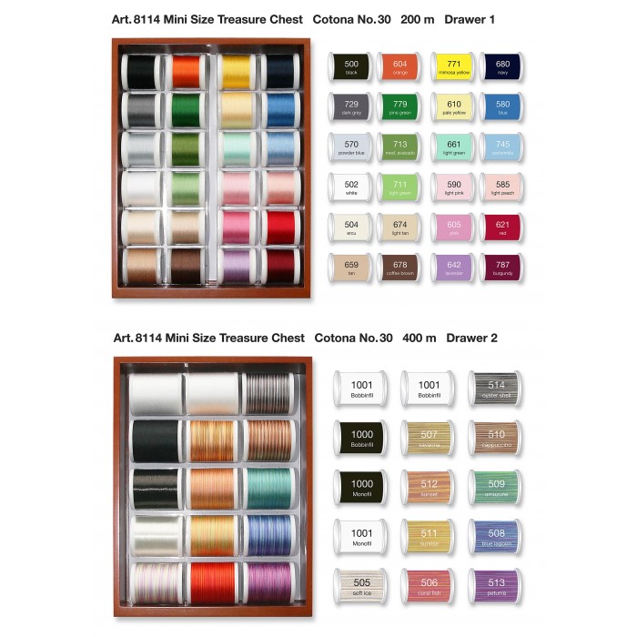 MADEIRA Mini Treasure Chest Cotton 30 - 34 mixed bobbins - 8114