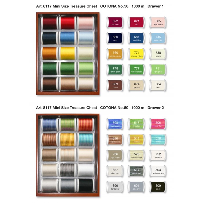 MADEIRA Mini Treasure Chest Cotona 50 - 30 bobbins 1000 Mt. - 8117