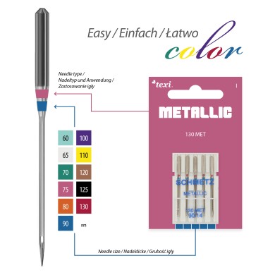 TEXI Needles METALLIC 130/705 MET 5 pcs, gauge 80