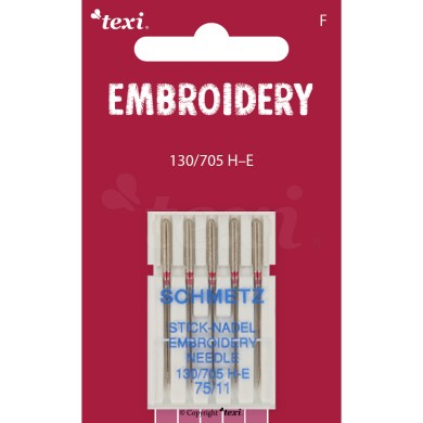 TEXI EMBROIDERY NEEDLES 130/705 H-E 5 pcs, gauge 75