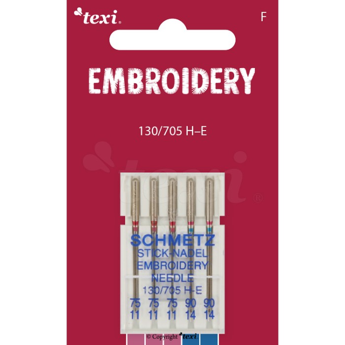 TEXI EMBROIDERY NEEDLES 130/705 H-E 5 pcs, 3x75 and 2x90