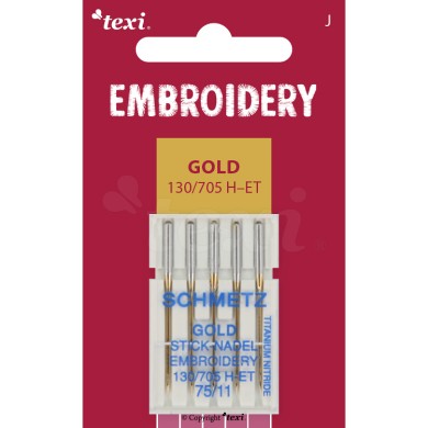 TEXI Needles EMBROIDERY GOLD 130/705 H-ET 5 pcs, gauge 75