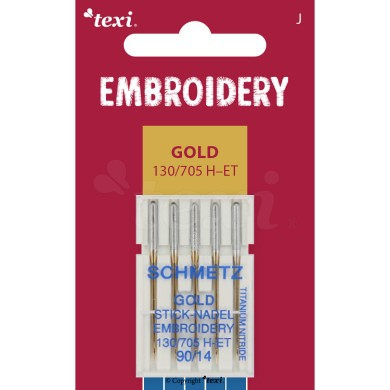 TEXI Needles EMBROIDERY GOLD 130/705 H-ET 5 pcs, gauge 90