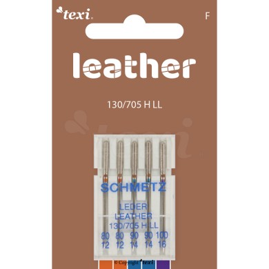 TEXI LEATHER needles 130/705 H-ET 5 pcs mixed 2x80, 2x90, 1x100
