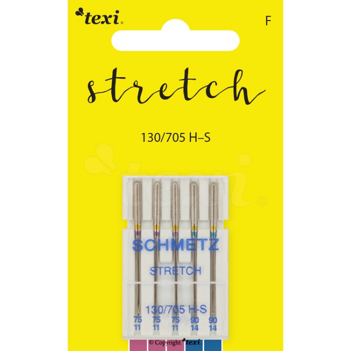 TEXI STRETCH needles 130/705 H-S 5 pcs mixed, 3x75 and 2x90
