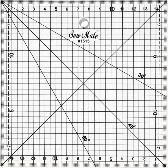 TEXI 4066 Quilting ruler, metric scale 160x160 mm, black