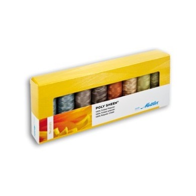 Kit of 8 Amann Mettler Poly Sheen Neutrals yarns