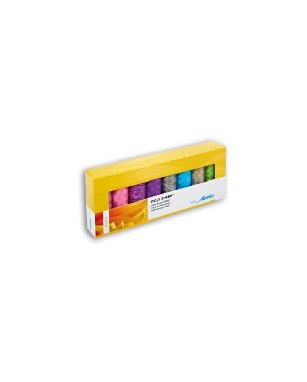 Kit of 8 Amann Mettler Poly Sheen Brights yarns