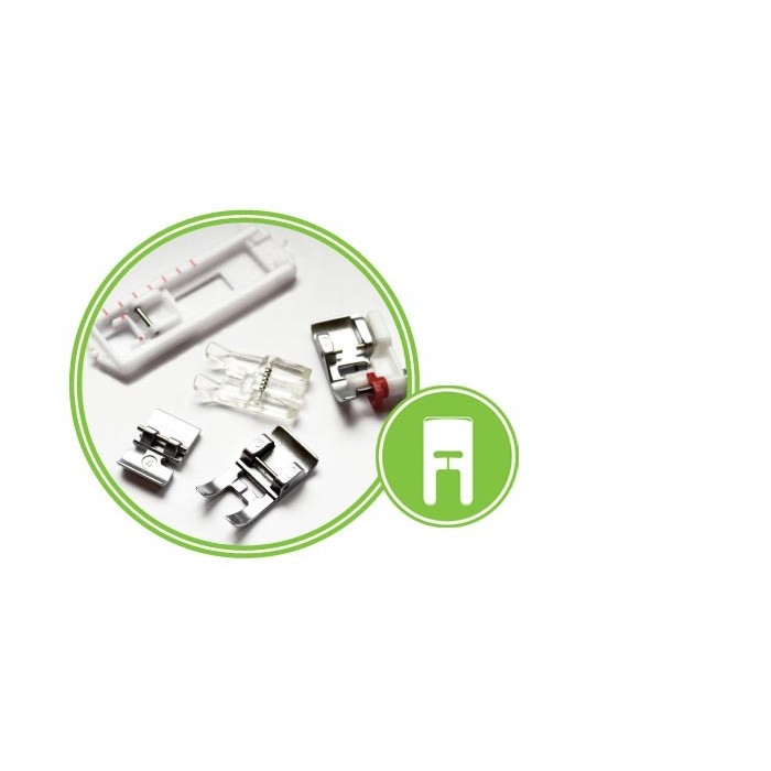 The smarter by pfaff 140S is equipped with the original feet Pfaff