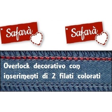 Surjet décoratif avec insertion de 2 fils colorés