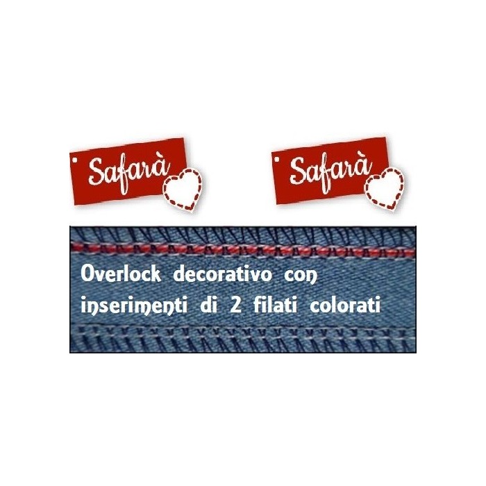 Surjet décoratif avec insertion de 2 fils colorés